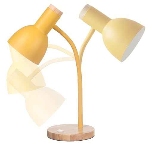 Table Lamp,Wooden Adjustable Desk Lamp,Dorm Lamp&Bedside Lamp for Living Room, Bedroom, Kids Room (Yellow)