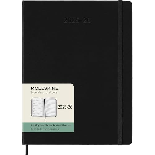 Moleskine Classic 18 Month 2025-2026 Weekly Planner, Hard Cover, XL (7.5" x 10"), Black, 208 pages
