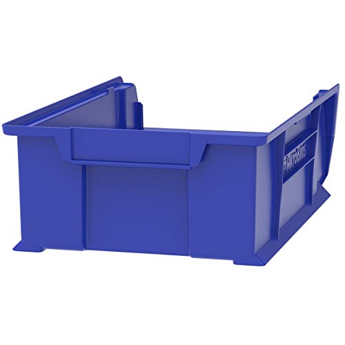 Akro-Mils 30280 Super-Size AkroBins Plastic Storage Bins, Space-Saving Stackable Bins for Garage, Classroom, Warehouse Organization, 20-Inch L x 12-Inch W x 6-Inch H, Blue, 4-Pack