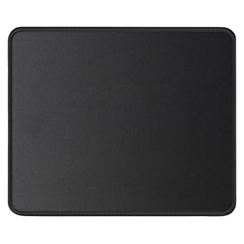 JIKIOU Black Mouse Pad with Stitched Edges 10.2x8.3in, Non-Slip & Washable