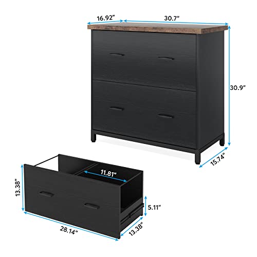 Tribesigns 2-Drawer File Cabinet – Wood Lateral Printer Stand, Black & Brown