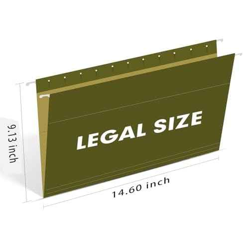 Hanging File Folders, RAZCC 60 Pack Reinforced Hanging Folders Legal Size, Designed for Bulky Files, Filing Cabinet, Adjustable Tabs, Green