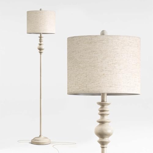BOBOMOMO Antique White Farmhouse Floor Lamp 64.25" Tall Rustic Standing Light for Living Room & Bedroom