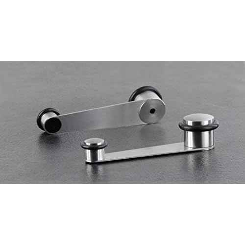 EVI | Rotating Doorstop | for Doors up to 2.75'' Thick | Black Rubber | Stainless Steel Matte Finish | Includes Screw + Anchor | Mod I-152