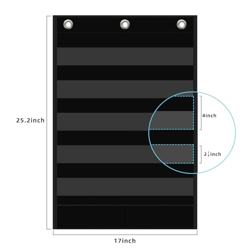 ANCOMEDO 5 Clear Pockets + 1 Storage Bag Wall Pocket Chart for School & Office