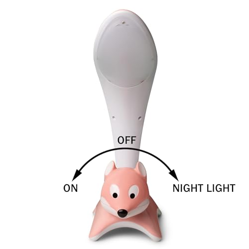 Cute Desk Lamp for Kids, Dimmable, Bright LED Study Light for Desk with Night Light, Cool Fox Lamp for Girls Room Decor, Back to School Supplies, Funny Gift Idea for Kids, Boys, Girls, Pink