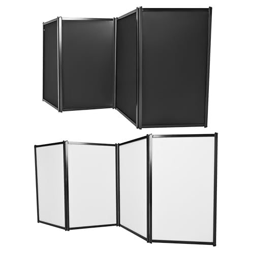 HECASA Portable DJ Facade Booth with Black & White Scrims, Steel Frame, 4 Panels