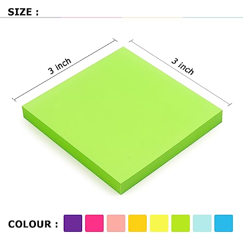 Eastern Wolf Bright Multi-Color Sticky Notes 3x3 Inch, 8 Pads, 85 Sheets Each