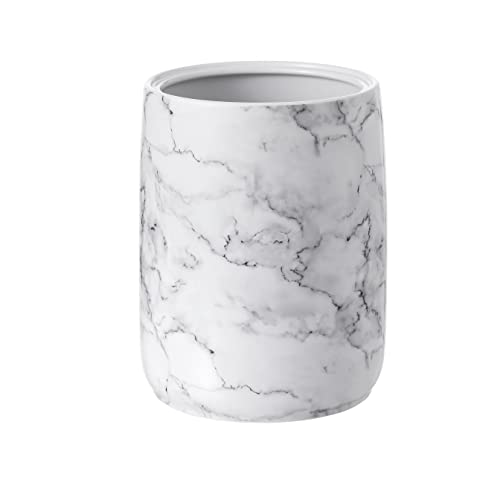 Bathroom Wastebasket - Ceramic Decorative Trash Can (Marble Look)¡¦