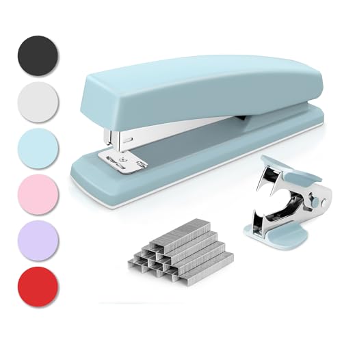 Deli Blue Stapler 25 Sheet Capacity with 1000 Staples & Remover - 1 Pack