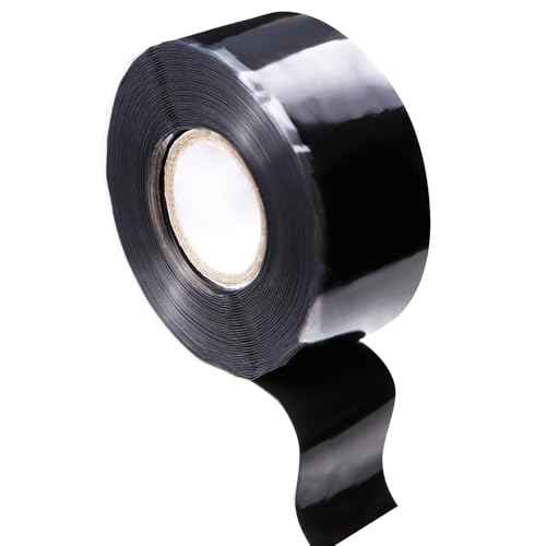 FOURGUN Self Fusing Silicone Tape Black 1" x 16.4FT Heavy Duty Waterproof Leak Proof Repair Tape for Plumbing Hose Pipeline Electrical Wrapping Emergency Seal for Hot/Cold Pipes & Tools