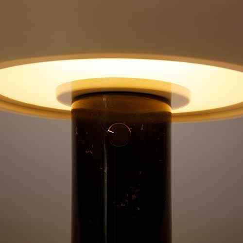 Brightech Kingpin Desk Lamp - Small LED Table Light for Bedroom, Office - Modern Bedside and Side Table With Marble Base, Metal Dome Shade - Dimmable Reading Light for Living Room and Dorm - Black