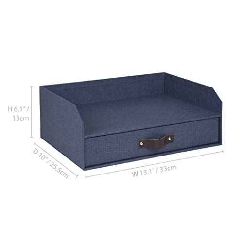 Bigso Walter Letter Tray for A4 or Letter Size Documents - Paper Tray Organizer for Desk with Storage Drawer and Stable Rubber Feet - 13.1in x 10in x 5.2in - Blue