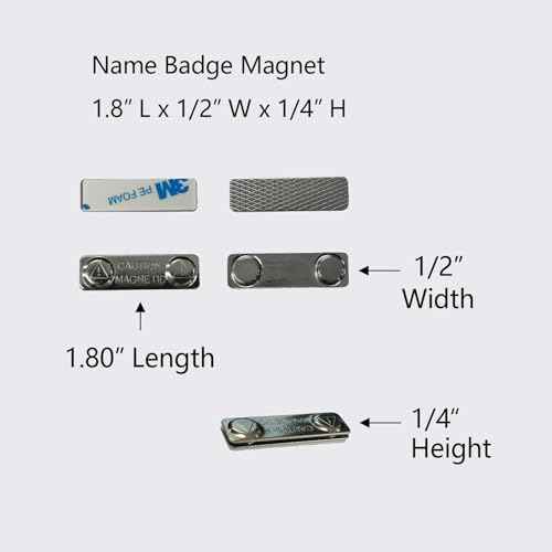 Upgraded Strong Name Tags/ID Badge Magnets, 10 Pack Magnetic Name Badge Holders with Steel Back Plate, Fastener with Adhesive on Front Plate, High Strength Neodymium Magnets ID Holder