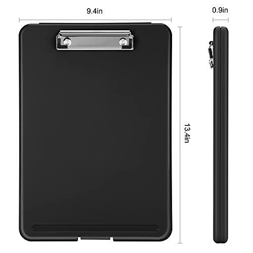 Sooez Black Plastic Clipboard with Storage 8.5x11 - Nurse, Office, Field Use