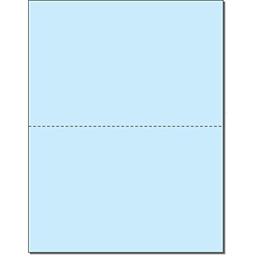 NextDayLabels - Pack of 500 Sheets, 8-1/2 x 11" Letter Size Perforated Paper (Blue, Perf @ 5-1/2")