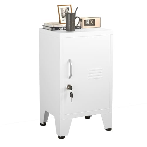 pozdeg 24.5-Inch White Lockable Steel Storage Locker with Adjustable Shelf