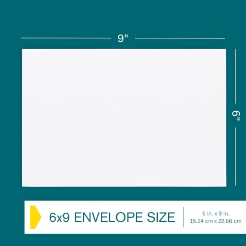 White 6x9 Booklet Envelopes 50 Pack - Gummed Seal, Heavy Duty Paper for Catalogs & Business