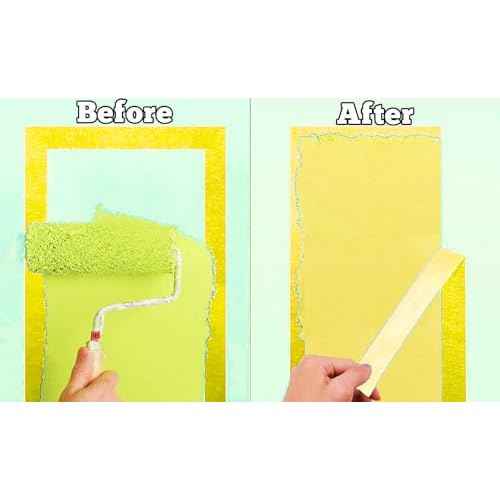 2 Pack Yellow Painters Tape - Masking Tape 1 Inch Wide - Multi-Surface, Smart Adhesion, Indoor & Outdoor - 180FT Total - Paint Tape for DIY, Labeling, Art, Car, General Purpose (#3910)