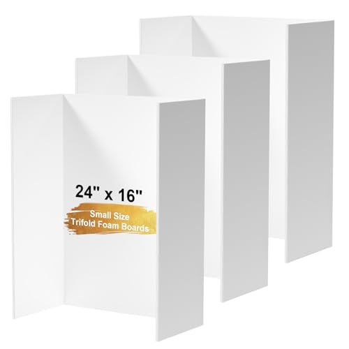 Ndsox 3 Pack 24 x 16 Inch White Trifold Foam Board for School & Business Displays