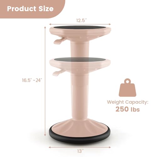 GIANTEX Adjustable Wobble Stool for Classroom & Office Seating - Peach Pink 24"