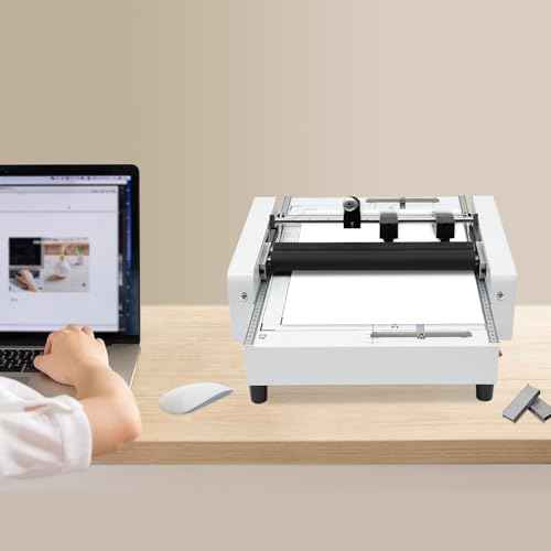 Automatic Booklet Maker Machine, Max 11.7" ¡¿ 16.5" Paper Folding and Binding Machine A3 Booklet Stapler Maker Paper Folding Machine Book Stapler Visible Panel for Homes, Schools, Offices