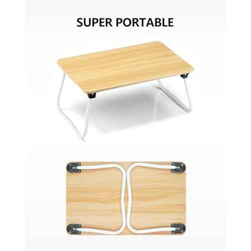 Portable Lap Desk Bed Desk Lap Table Bed Table, Laptop Stand Breakfast Serving Tray, Foldable & Lightweight Mini Table, Lap Tablet Desk for Sofa Couch Floor - - Wood
