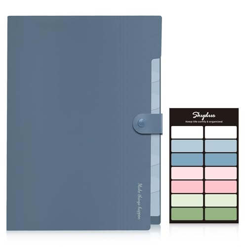 SKYDUE Haze Blue Expanding File Organizer with 8 Pockets - Letter Size Portable Document Folder