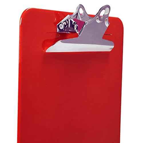 Better Office Products Red Plastic Clipboards, 12 Pack, Durable, 12.5 x 9 Inch, Standard Metal Clip, Red, Set of 12