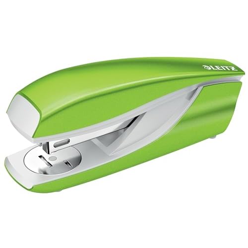 Leitz 55022054 Stapler, 30 Sheet Capacity, Ergonomic Metal Body, includes Staples, WOW Range, Green