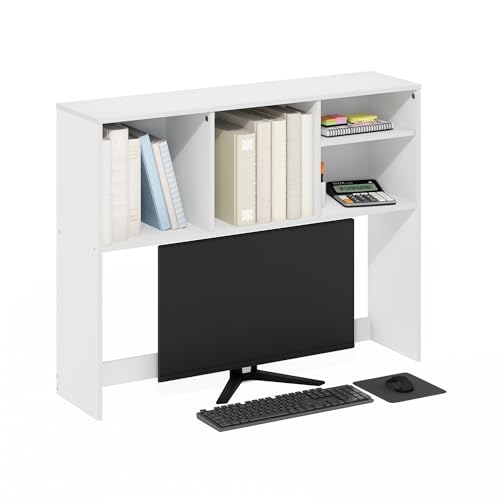Furinno Classic Desk Shelf, 4-Shelf Desktop Hutch, Book Shelf, Desk Organzier, for Office Supplies, Office Desk Accessories, White