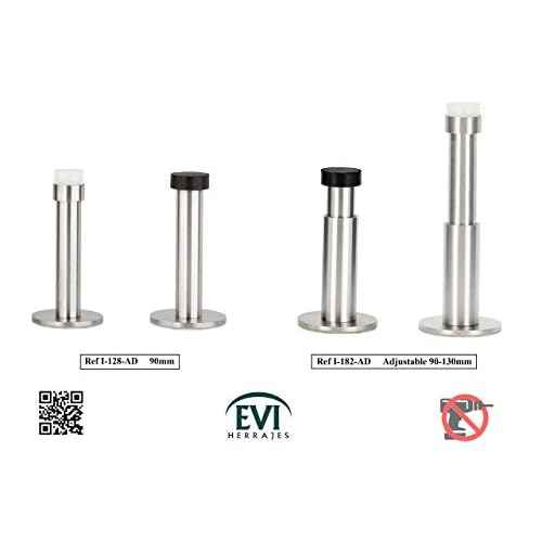 Adhesive Door Stop for Wall Mounting | Length: 3,5" | Stainless Steel | White Rubber | Anti Shock Absorber | 040128ADAM | EVI Hardware