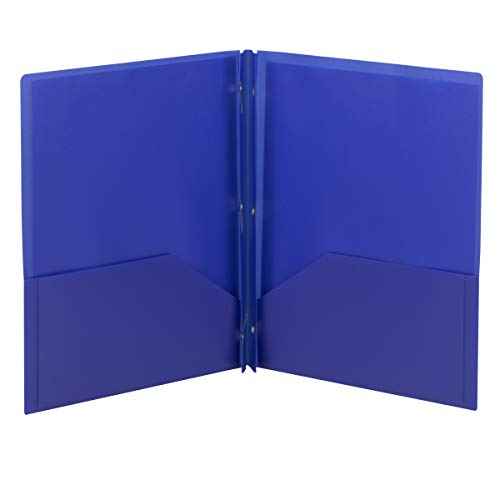 Smead Poly Two-Pocket Folder, Tang-Style Fastener, Letter Size, Dark Blue, 25 per Box (87726)