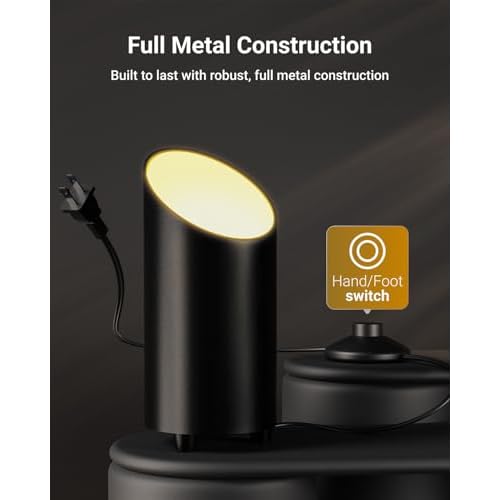 Sunco Uplighting Indoor with Foot Switch, LED Floor Can Light Spotlight, for Indoor Plants 7W, 450 LM, 3000K Warm White, 120V, Non-Dimmable, Black 4 Pack.