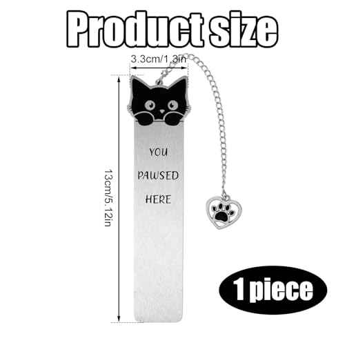 Cat Bookmark, Zinc Alloy Kitten Pet Book Marker for Women Cute Bookmark for Reading Women Bookish Gift for Cat Lovers Funny Animals Book Mark with Heart Pendent for Book Cat Lovers