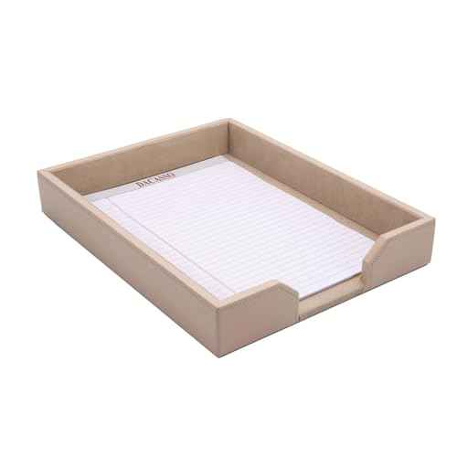 DACASSO Bonded Leather Desktop Letter Tray - Luxury Letter Holder & Paper Organizer for Desk - Office Organization & Executive Desk Decor - (White Latte)