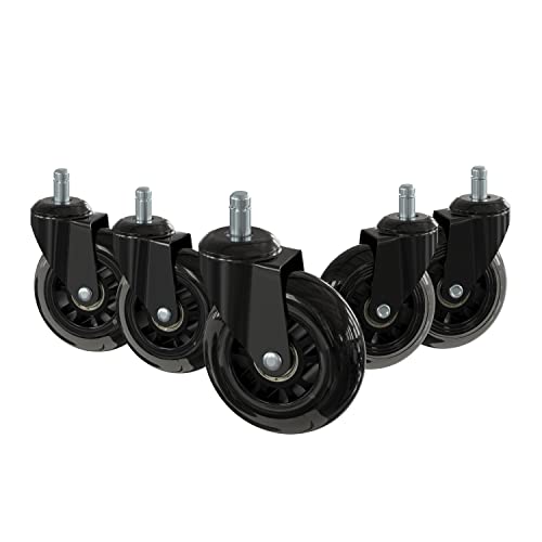 Flash Furniture Waylon Set of 5 Transparent Polyurethane Replacement Wheels for Gaming, Business, and Home Office Chairs - Suitable for Hardwood & Carpet