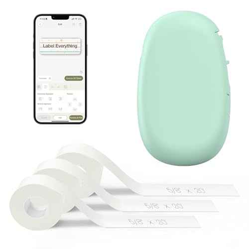 SUPVAN E10 Bluetooth Label Maker Machine with 3 Tapes, Continuous Waterproof Label, Versatile App with 35 Fonts and 1k+ Icons, Inkless Labeler for Home, Kitchen, School, Office Organization, Green