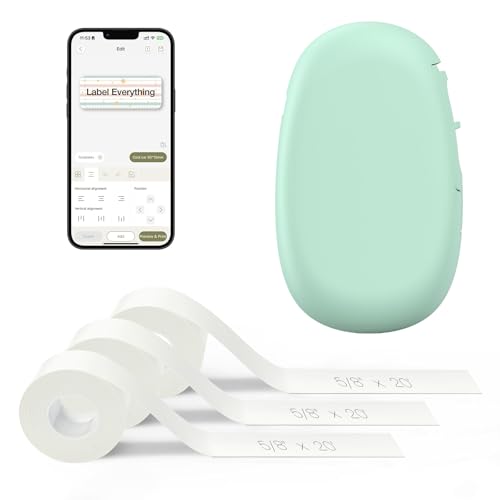 SUPVAN E10 Bluetooth Label Maker with 3 Tapes Green Bundle - Office & Home Organization