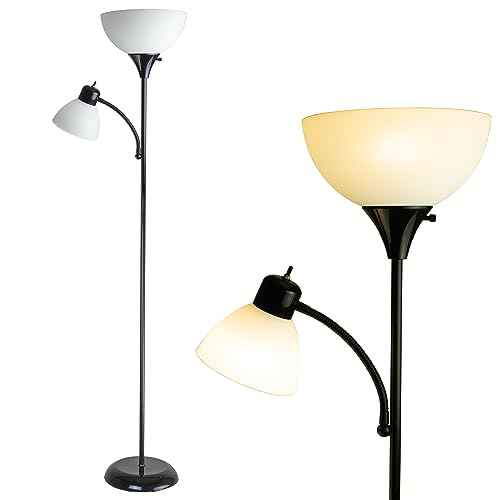 Newhouse Lighting NHFL-WI-BK Torchiere William 71 inch Modern Standing Daughter Floor Lamp, Perfect Light for Bedrooms, Living Room, Office, Reading, Mother-Son Black