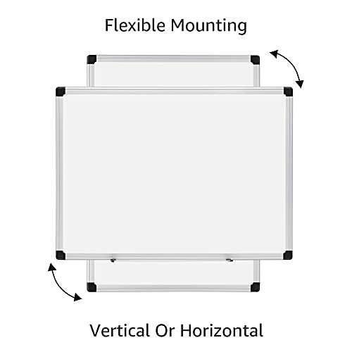 Amazon Basics Magnetic Dry Erase Whiteboard 24x18 Inches Aluminum Frame Silver/White
