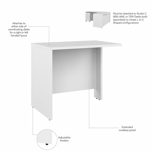 Bush Studio C 36W Bridge/Return in White — Attachable Desk Return