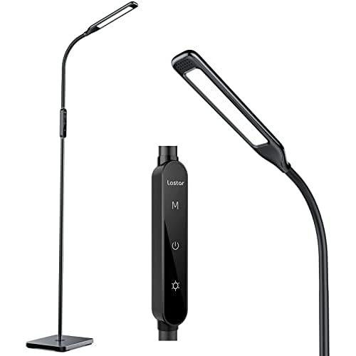 LASTAR LED Floor Lamp, Reading Lamp with 3000K-6000K & 4 Brightness Levels, Dimmable Standing Lamps for Living Room, Office with Flexible Gooseneck,Timer & Memory Function