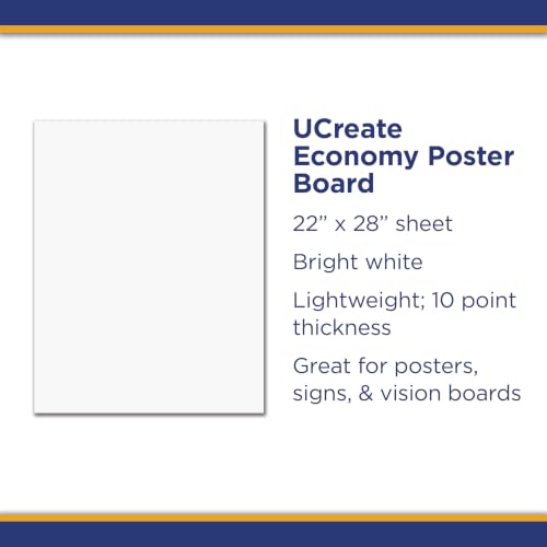 UCreate White Poster Board 22x28 Inches, Pack of 100 - Art & Craft Supplies