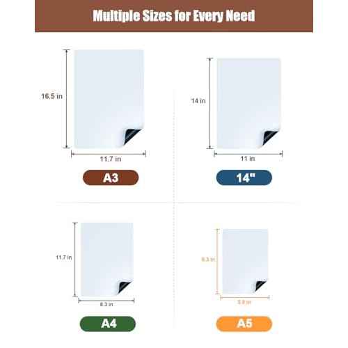 Magnetic Whiteboard for Fridge A5 (8.3¡ȡ¿5.8¡È) ? 4?Pack, White, with 6 Markers & Eraser