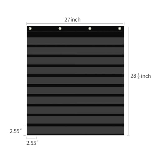 Hundred Pocket Chart with 100 Pockets and 150 Pieces Boho Double-Sided Number Cards,Number 1-100 Pocket Chart for Kids Classroom Home Counting and Organizer (Black-100 Pockets)