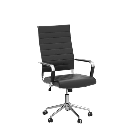 Lepdep Black Ergonomic Office Desk Chair with Adjustable Height & Swivel, Modern Leather Conference Chair