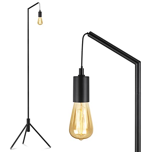 Industrial Floor Lamp for Bedroom Minimalist - Stable Black Floor Lamps for Living Room, Modern Tall Lamp for Office, Vintage Standing Lamp for Reading Dorm Hotel, Stand up Lamp with Foot Switch