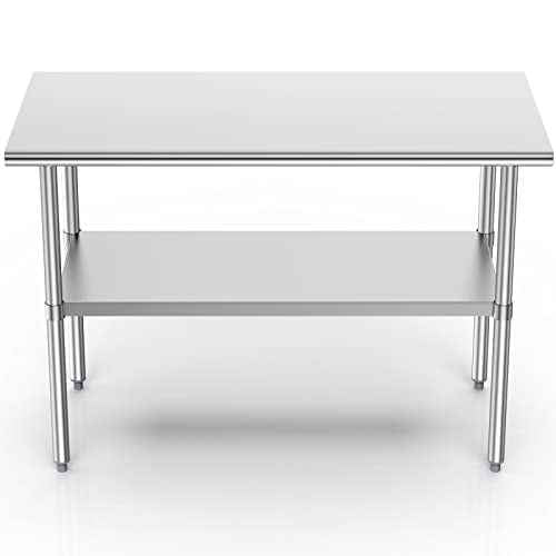 Stainless Steel Table for Prep & Work, NSF Metal Commercial Heavy Duty Table with Adjustable Under Shelf and Foot for Restaurant, Home and Hotel (24x72in)