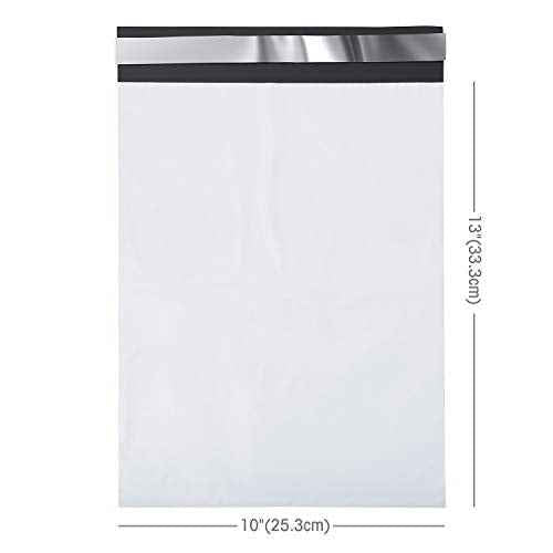 Fuxury Poly Mailers 10x13 Inch 100 Pack,Shipping Bags for Clothing,Strong Adhesive Mailing Envelopes,Heavy Duty Self Seal Plastic Postal Return Package Bags for Books Accessories Business,White